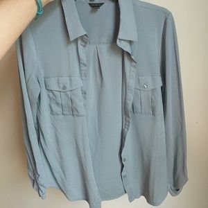 Ann Taylor button up blue blouse